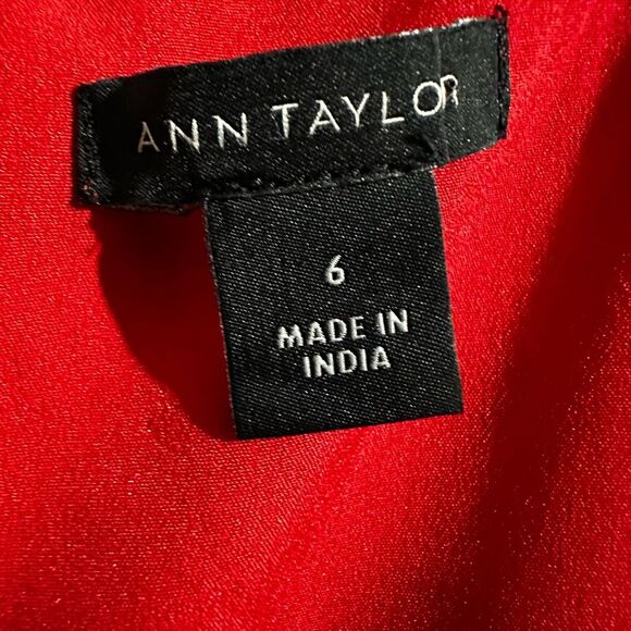 Ann Taylor Leopard Print Shift Dress Red black pleated hem size 6 - Picture 7 of 10